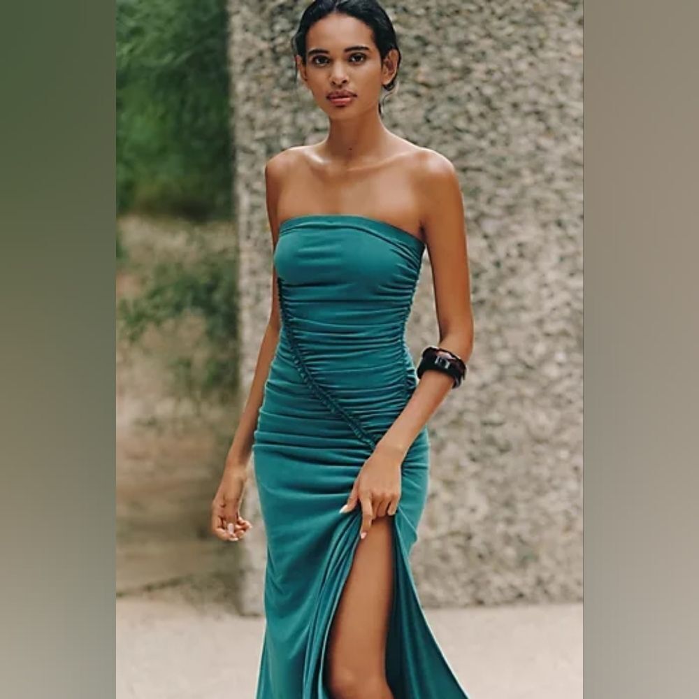NWT By Anthropologie The Gabbie Strapless Ruched Tube Dress Size Small